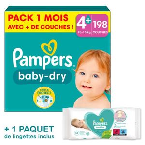 COUCHE Couche Pampers Baby-Dry Taille 4+ - Pack 1 mois 19
