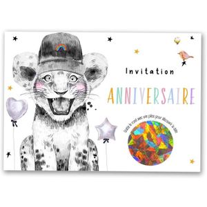 Carte à gratter invitation d'anniversaire thème licorne fille