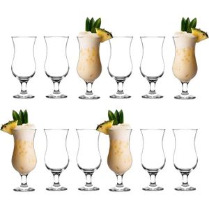 Verre à cocktail LAV Lot de 12 verres transparents 390 ml pour fête Fiesta Pina Colada – Grand Hurricane Ananas Martini Milkshake150
