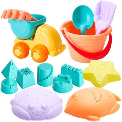 6 Pièces Bac à Sable Silicone - Seau, Pelle, 4 Moules Océan - Dès 6 Mois - Plage, Jardin, Bain - Cadeau été