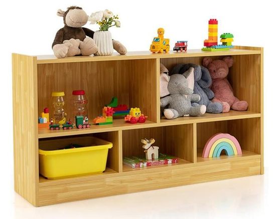 Bibliothèque Enfant 5 Cubes En Bois Blanc - 80x35x71 Cm, Rangement Jouets Et Livres, Avec Kit Anti-basculement - 3