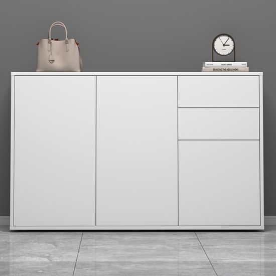 Commode l110cm avec miroir mural et miroir 45x70cm jesse bois et gris