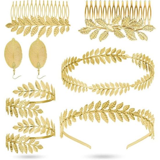 Bandeau Couronne Feuille D'or Style Déesse Grecque - En Métal Doré - Pour Mariage, Fête, Déguisement - Accessoire élégant Pour Femme
