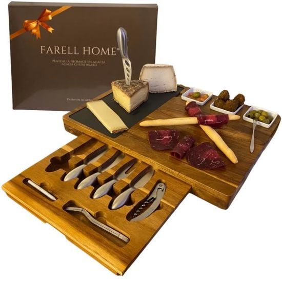 Planche à Pain Et Plateau à Fromage/charcuterie En Bois Avec Couteau - Set Occasion Parfait Pour Apéro Ou Découpe