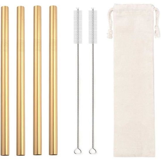 4 Pailles En Silicone Réutilisables Pour Bubble Tea Et Smoothie - Avec 4 Brosses De Nettoyage Et Boîte De Rangement - Sans BPA, Lavables