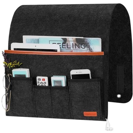 Vide-poche De Lit VicBou 2 Pièces - Organisateur Suspendu Gris Foncé Pour Télécommande, Lunettes, Tablette