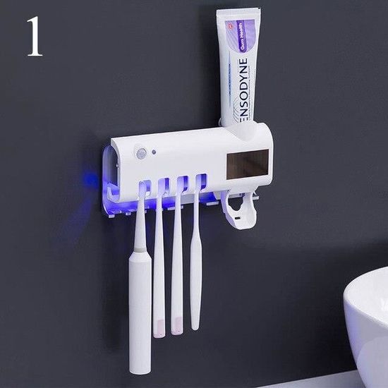 Porte-brosse à Dents Mural UV + Distributeur Dentifrice - Salle De Bain
