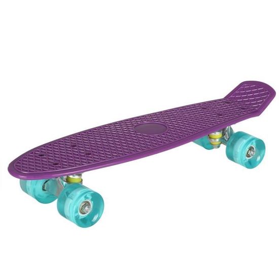 Skateboard Vintage CE Plastique Jaune, Roues Roses, Style Penny - Occasion Avec Usure