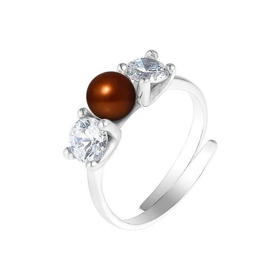 Bague Vintage Argent 925 Avec Zirconium Et Perle De Culture Véritable - Taille 54 | Style Solitaire Années 70