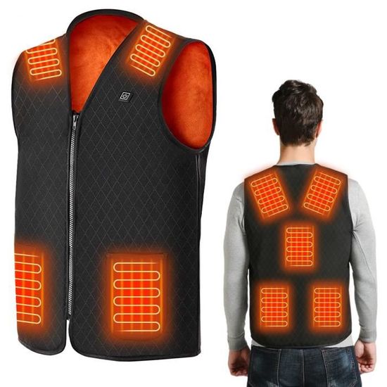Gilet Chauffant Électrique USB Avec 7.4V Batterie 20000mAh, 9