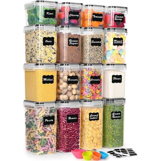 Lot De 4 Boîtes De Rangement Hermétiques 2.5L Avec Couvercle - Pour Céréales, Farine, Aliments Secs - Économiseur D'espace, Empilable