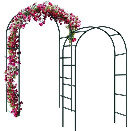 Arche De Jardin Métal Style Rose - Grille Acier Powder Coating 240x140cm - Noir