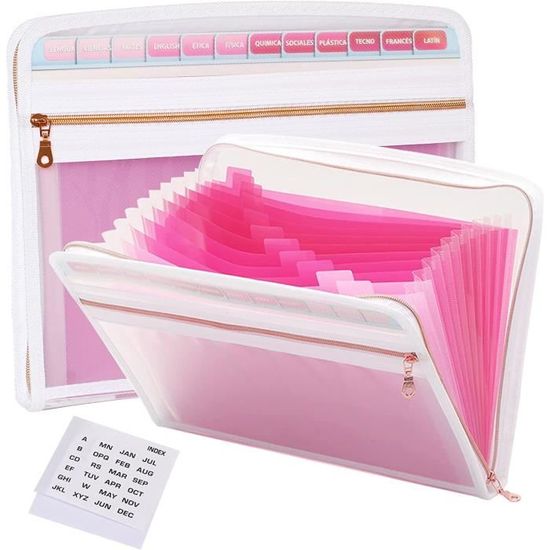 Keboyoe 2 Pièces Pochettes Extensibles 13 Poches A6 - Organisateur Documents Avec Fermeture Zippée