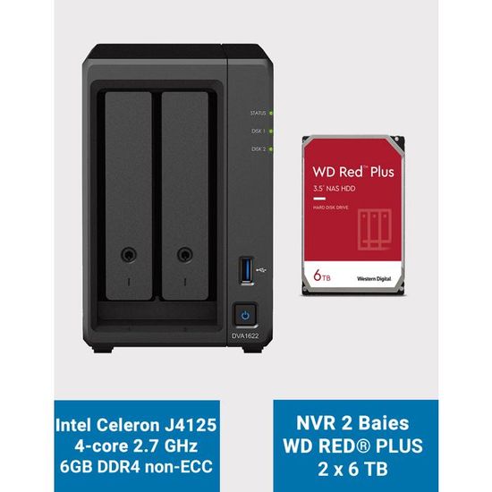 Synology DVA1622 Network Video Recorder WD RED PLUS 12To (2x6To