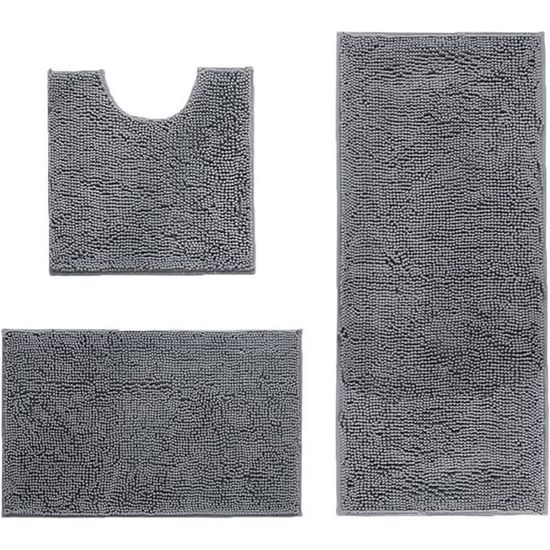 Ensemble De Tapis De Salle De Bain En Pierre Gaufrée, Housse D'abattant