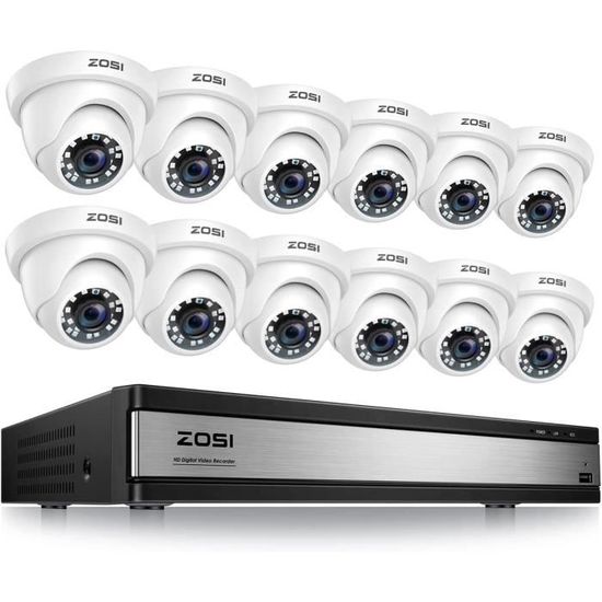 ZOSI 1080P H.265+ Kit Vidéo Surveillance 16CH DVR 12pcs Caméra de