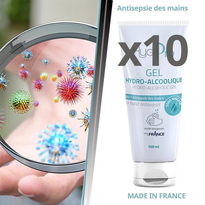 Lot de 10 gels hydroalcooliques 100ml