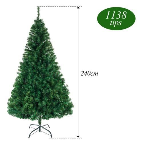 Arbre de Noël Sapin Artificiel de Noël en PVC Décoration Fêtes - 1138 Branches - 240 cm