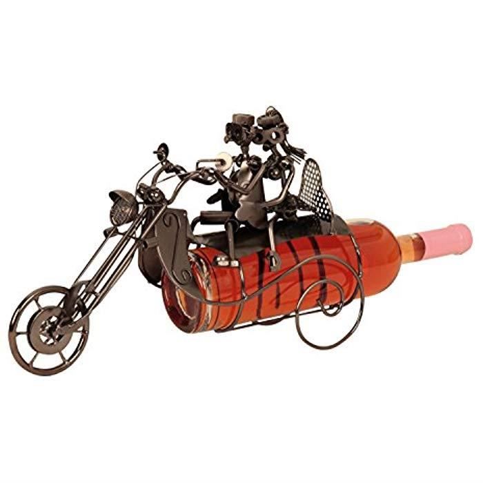 Porte-bouteille de vin moderne moto avec paire en argent hauteur 23 cm largeur 36 cm