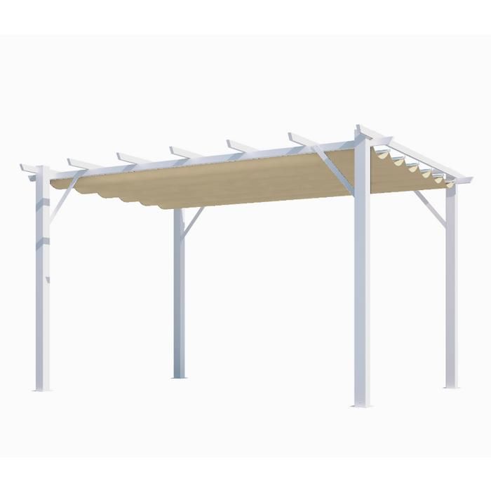 HABRITA Pergola en Aluminium - Blanc et beige écru - 100 x 100 mm