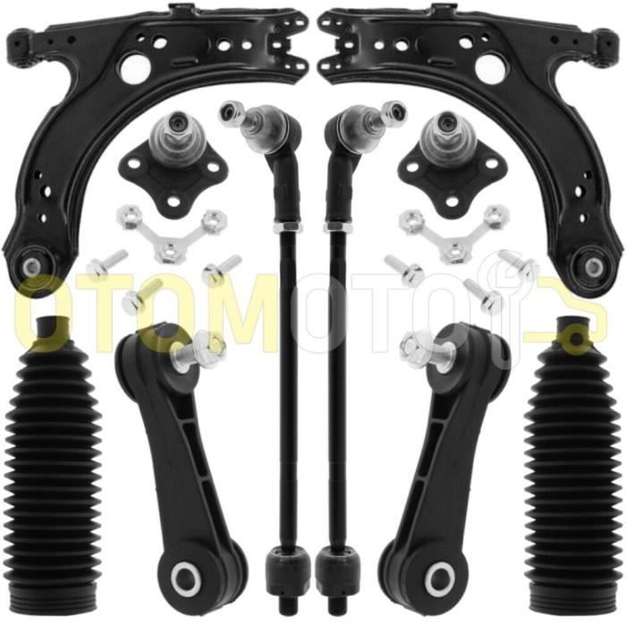 Kit bras de suspension avant compatible AUDI A3 8L VW GOLF IV 4 BORA composé de 12 pièces