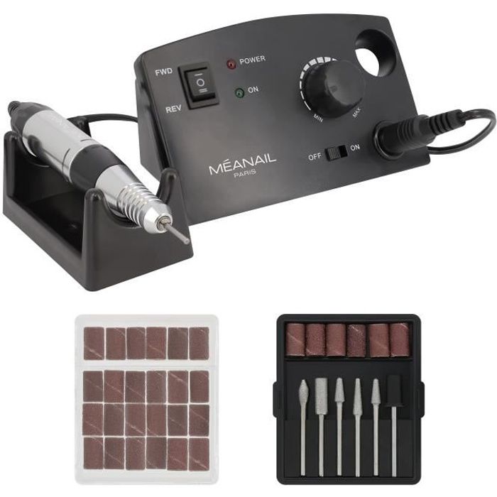 Ponceuse électrique Ongles Meanail® • Manucure & Pédicure • 6 embouts et 6 bandes de ponçage + 6 bandes de ponçage offertes