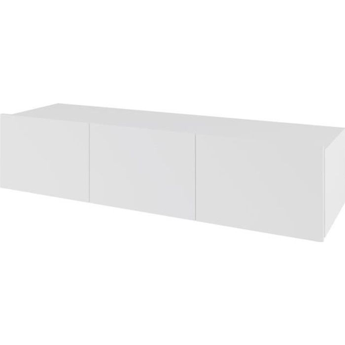 DOMTECH Meuble TV suspendu Blanc brillant 150 cm Meuble de jeu Armoire murale moderne