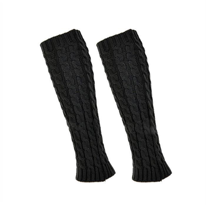 1 paire Hiver chaud Câble Tricoté Crochet jambière Boot Chaussettes longues Couverture Legging pour Femmes Filles (Gris foncé G055D9