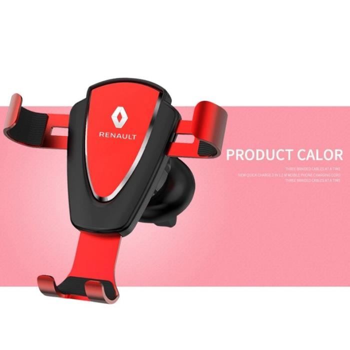 Supports voiture,Support de capteur de gravité cadre de support de téléphone portable multifonctionnel pour renault - Type Rouge