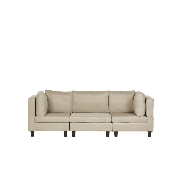 Canapé 3 places modulable en tissu beige FEVIK