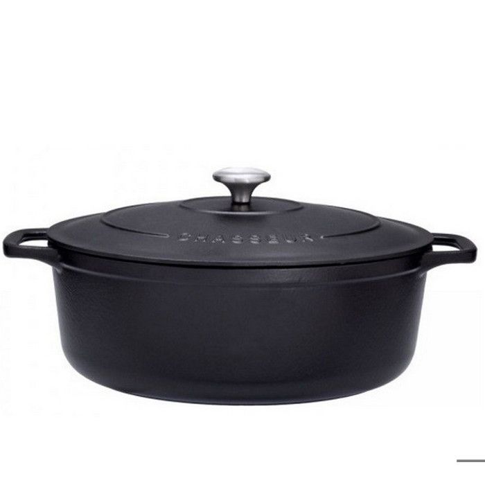 Chasseur - cocotte ovale en fonte émaillée 31cm noire sublime - puc473101