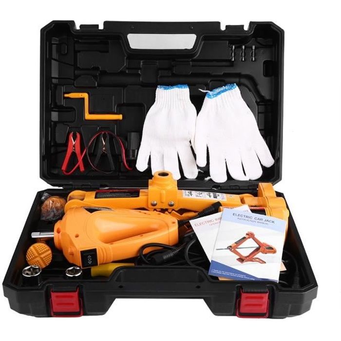 DELAMAN 3 tonnes Cric pour voiture 12V voiture Ciseaux Lift Cric électrique Pelle Cric