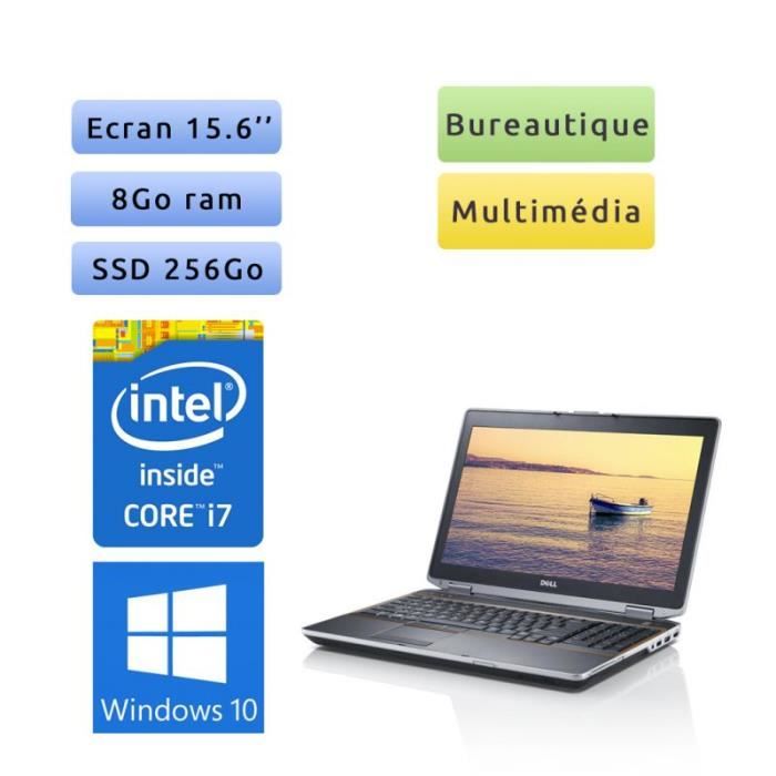 Dell Latitude E6520 - Windows 10 - i7 8Go 256Go SSD - 15.6 - Webcam - NVS 4200M - Ordinateur Portable PC Noir