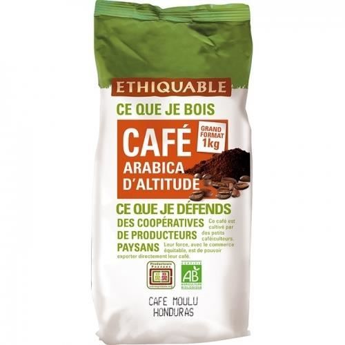 ETHIQUABLE - Café Honduras MOULU bio & équitable 1 kg - 100% Arabica d altitude - intensité 4/5 & 3/5