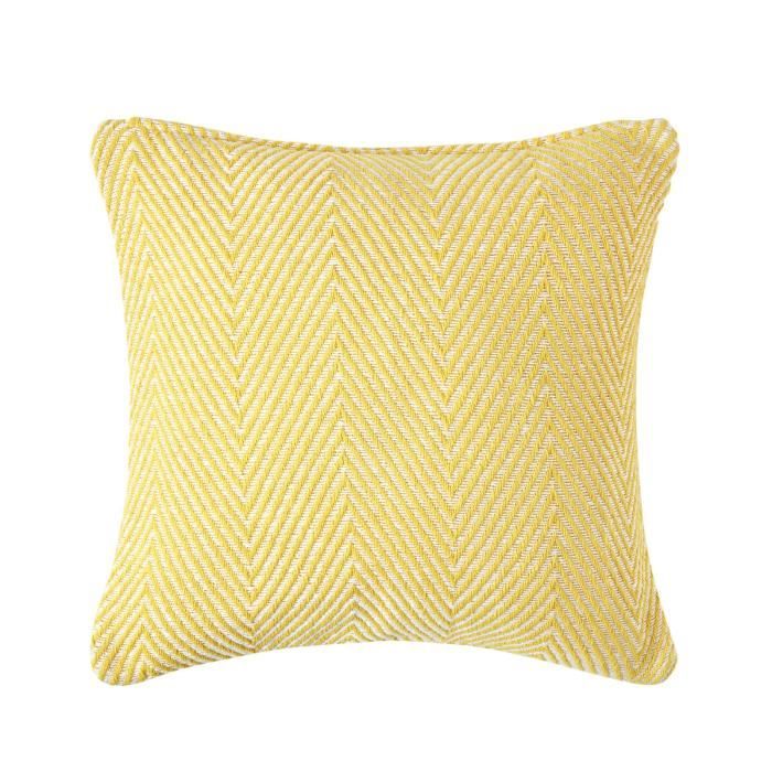 Housse de coussin Halden jaune à motif chevrons en coton, 45 x 45 cm