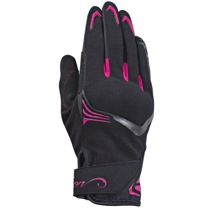 IXON Gants Moto RS Lift Lady 2.0 Noir et Fuchsia.Homologué EPI (loi du 20/11/2016)