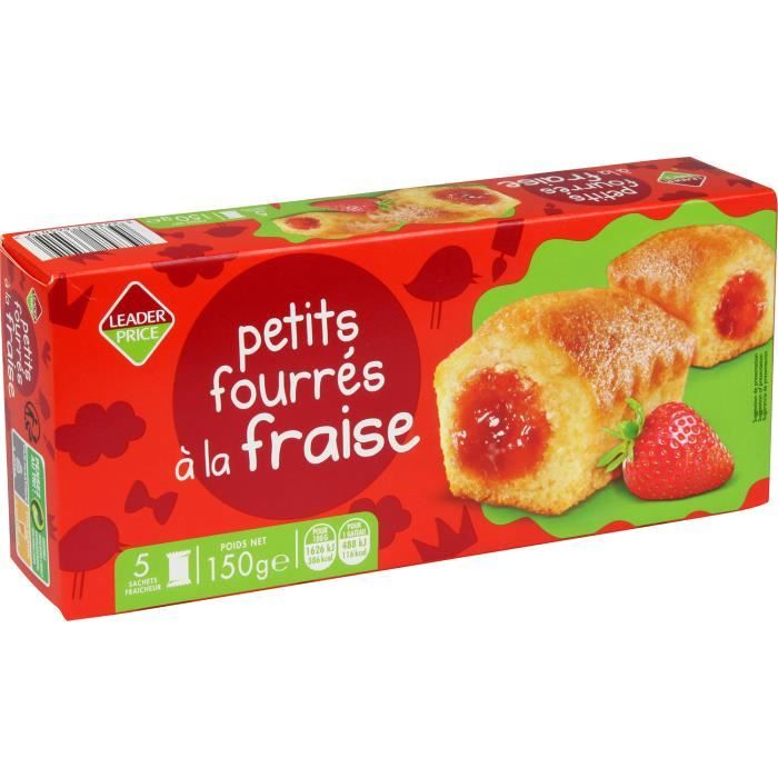 Biscuits petits fourrés fraise x5 sachets - 150g