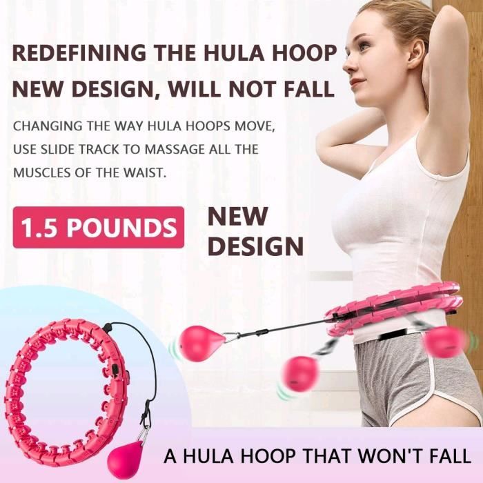 Hula Hoop Smart Weighted- Hoola Hoops Taille Réglable-Jusqu'à 132CM Adultes Enfants