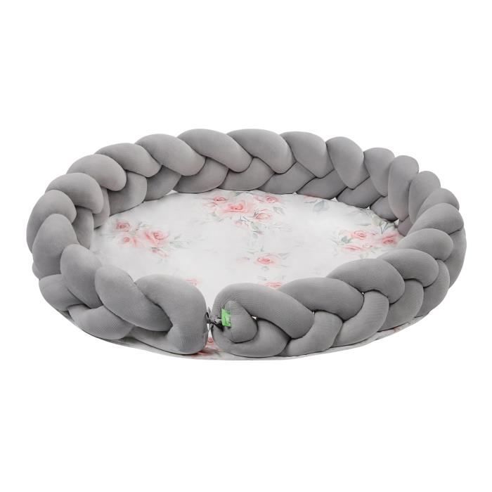 LULANDO Tapis de jeux Braid VELVET Art Collection, tapis d’un diamètre de 100 cm, 100% coton, tapis de jeux pour enfants