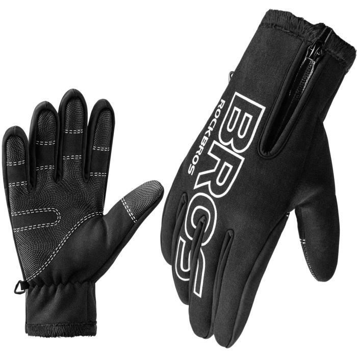 ROCKBROS Gants Polaire de Vélo Thermique Chaud à Ecran Tactile pour Homme Femme Moto Velo Route VTT BMX Sports d'hiver