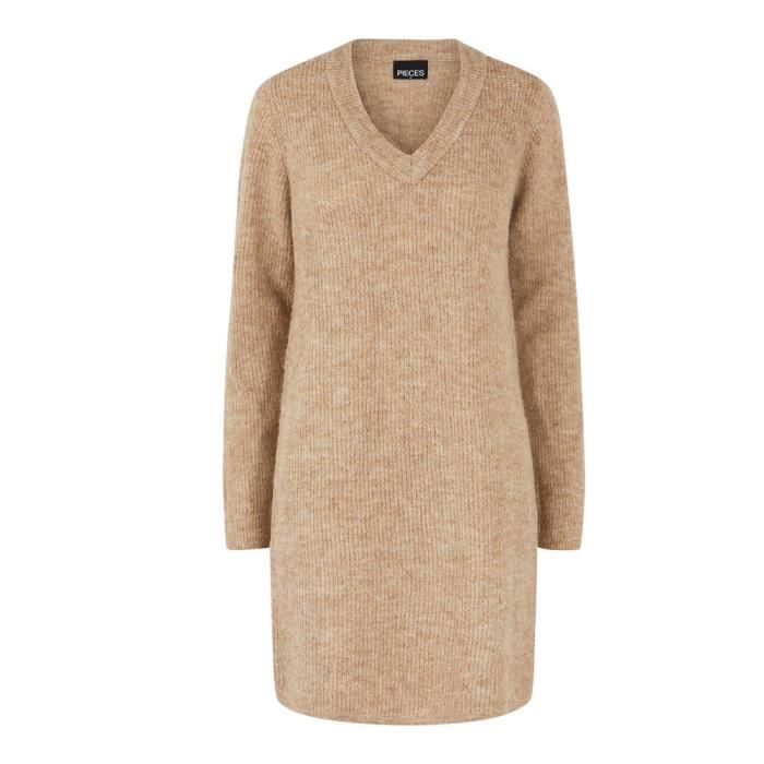 Robe pull Beige Femme Pieces Ellen