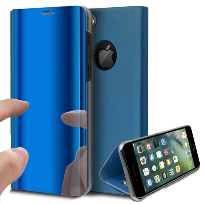 Etui iPhone SE (2016) Rabat Transparent Support Bleu