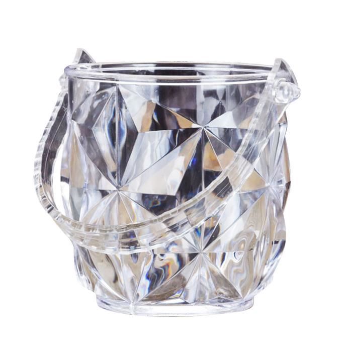 1 pc Seau À Glace Portable Transparent Rond Acrylique Conteneur De Vin Ensemble avec Pince pour SEAU A GLACONS - RAFRAICHISSEUR