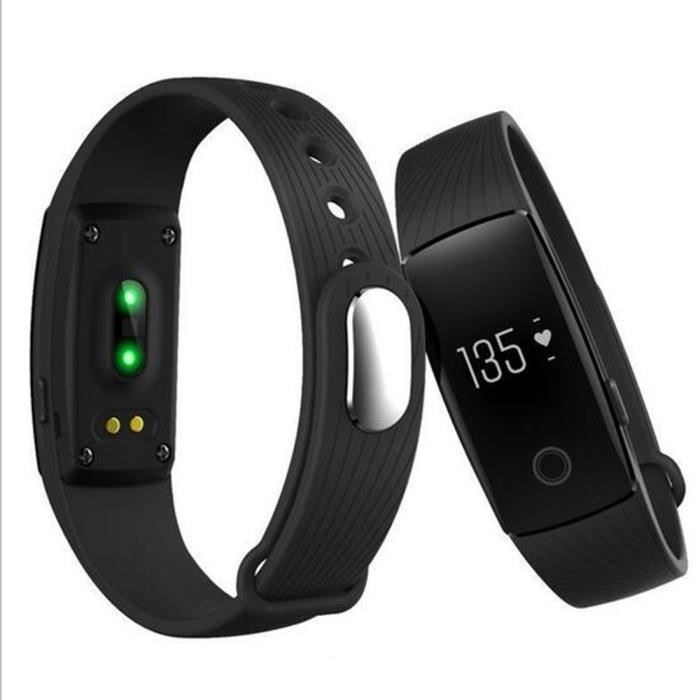 ID107 montre intelligente rythme cardiaque moniteur Bluetooth Fitness traqueur pour Android IOS Noir 2016