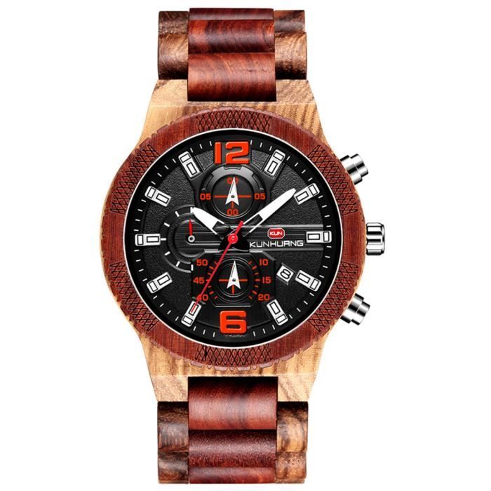 Montre en bois Homme de marque de Luxe montres - chronographe date lumineux , Top qualité
