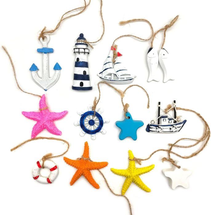Lot De 32 Mini Décorations De Plage – Parasol, Chaises, Palmiers, Coquillages – DIY & Décoration