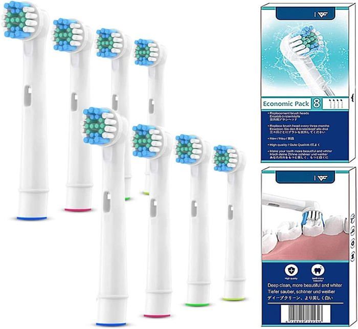 Lot De 8 Brossettes De Rechange Pour Brosse à Dents électrique Oral-B - Compatibles, Neuves