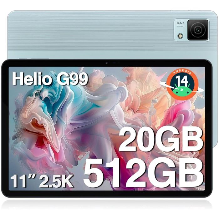 Tablette Tactile DOOGEE T40 11 pouces RAM 8Go + 512Go ROM Android 14 8580mAh 4G WIFI Tablette PC Dual SIM – Bleu