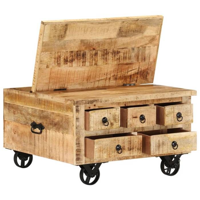 Table basse Table de salon VIDAXL Bois de manguier brut 70 x 70 x 40 cm T8