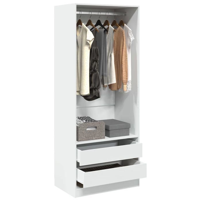 vidaXL Garde-robe blanc 80x50x200 cm bois dingénierie armoire de rangement organisateur de garde-robe armoire placard 3307747